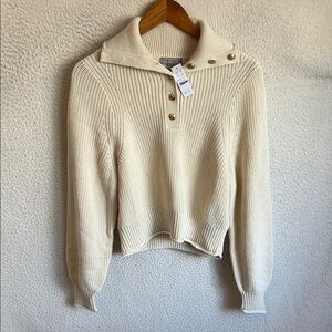 J Crew Ribbed cotton button-collar sweater Women’s‎ Small Ivory